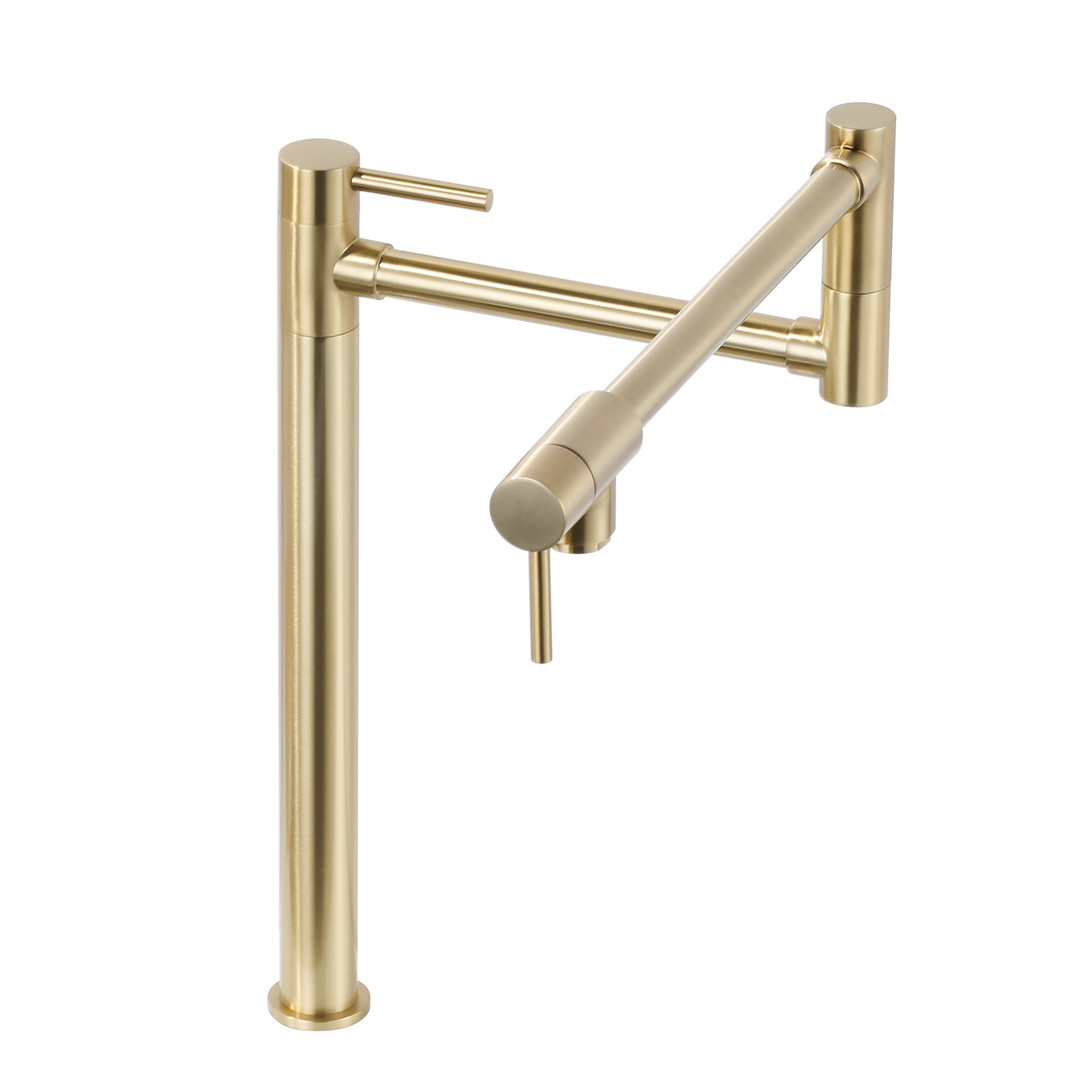 Deck Mount Pot Filler Faucet in Gold, Solid Brass Pot Filler Folding Faucet