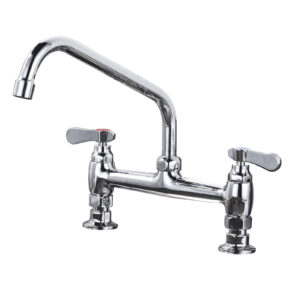 Double Handle Commercial Standard Kitchen Faucet with 10 in . Swivel Spout Deck Mount Kitchen Faucet in Polished Chrome