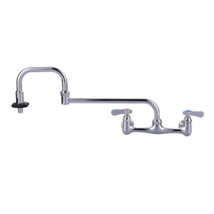Double-Handle Wall Mounted Folding Commercial Standard Kitchen Faucet with Insulated Switch in Polished Chrome