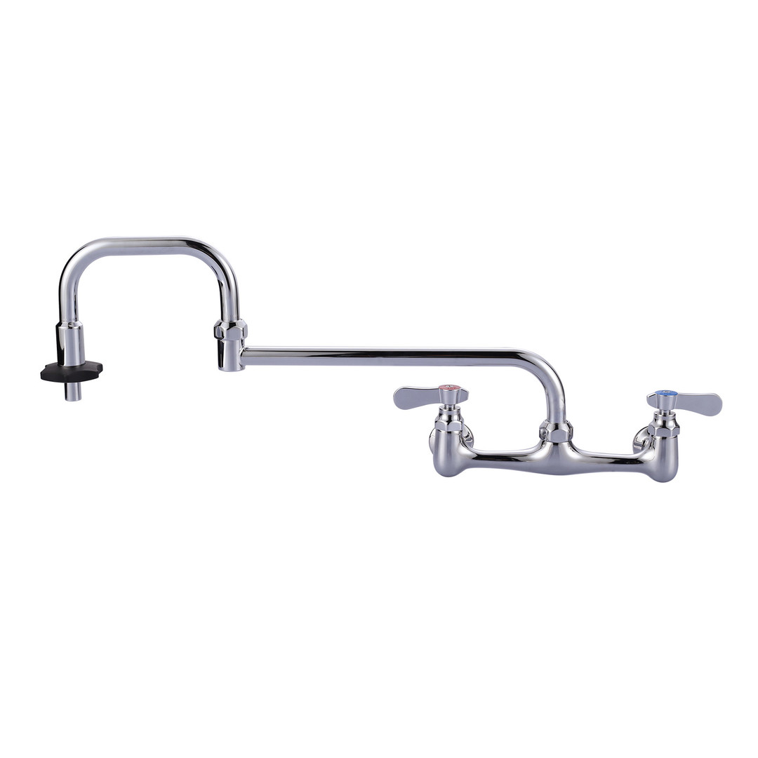 Double-Handle Wall Mounted Folding Commercial Standard Kitchen Faucet with Insulated Switch in Polished Chrome