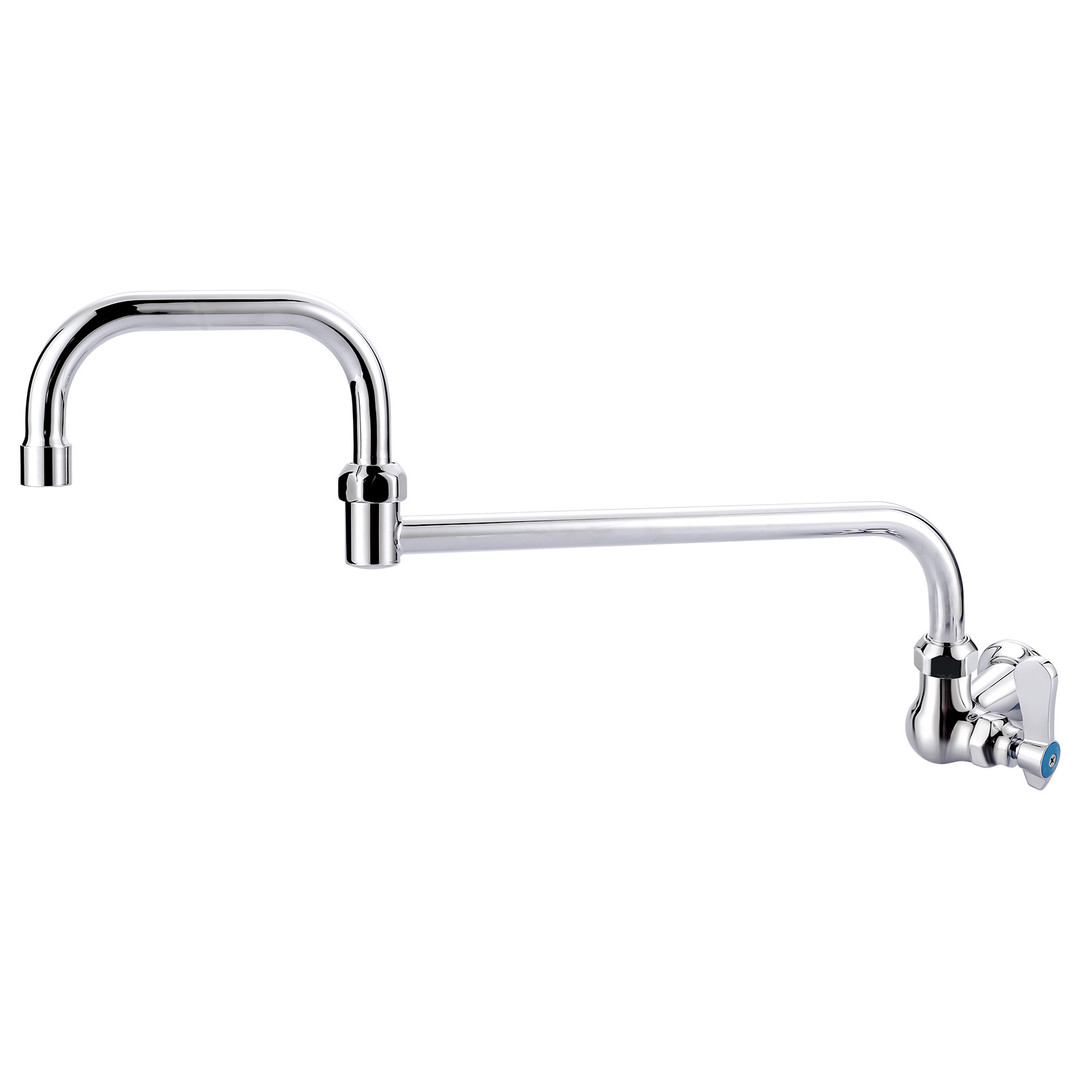 Single-Handle Wall Mounted Folding Commercial Standard Kitchen Faucet with 20.6 in. Swivel Jointed Spout in Polished Chrome