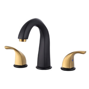8 in. Widespread Double Handle Bathroom Faucet in Black Gold
