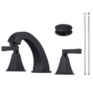 8 in. Widespread Deck Mounted Double-Handle Bathroom Faucet with Pop-up Drain Assembly in Oil Rubbed Bronze