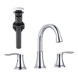 8 in. Widespread Double Handle Bathroom Faucet with Pop-Up Drain in Polished Chrome