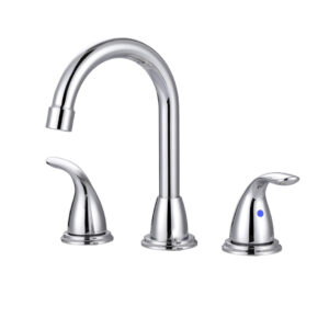 8 in. Widespread Double Handle Bathroom Faucet with Pop-Up Drain Assembly in Chrome