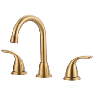 8 in. Widespread Double Handle Bathroom Faucet with Pop-Up Drain Assembly in Brushed Gold