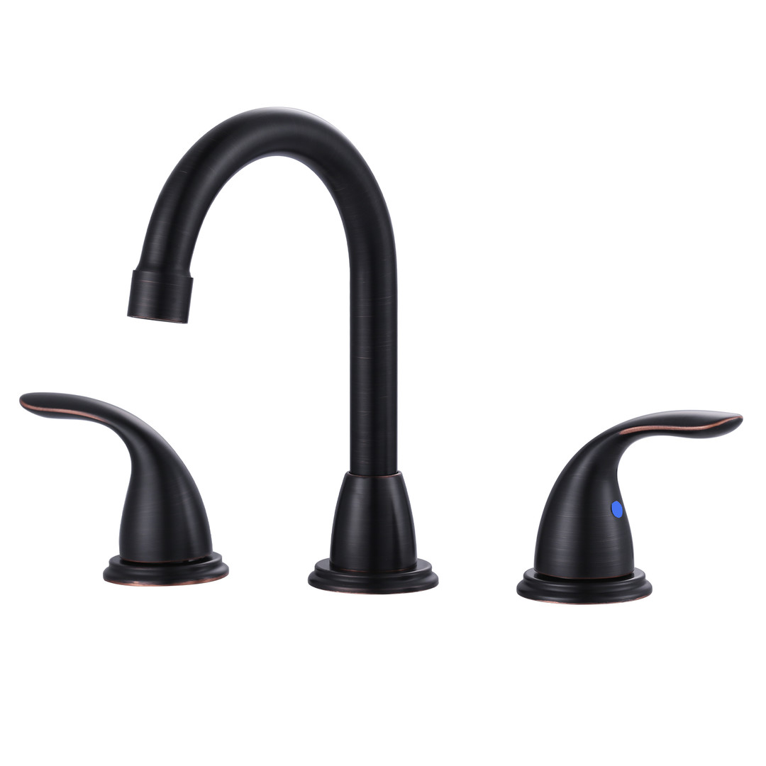 8 in. Widespread Double Handle Bathroom Faucet with Pop-Up Drain Assembly in Oil Rubbed Bronze