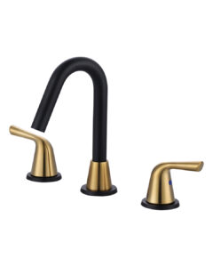 High -Arc 8 in. Widespread Double Handle Bathroom Faucet in Brushed Gold and Black