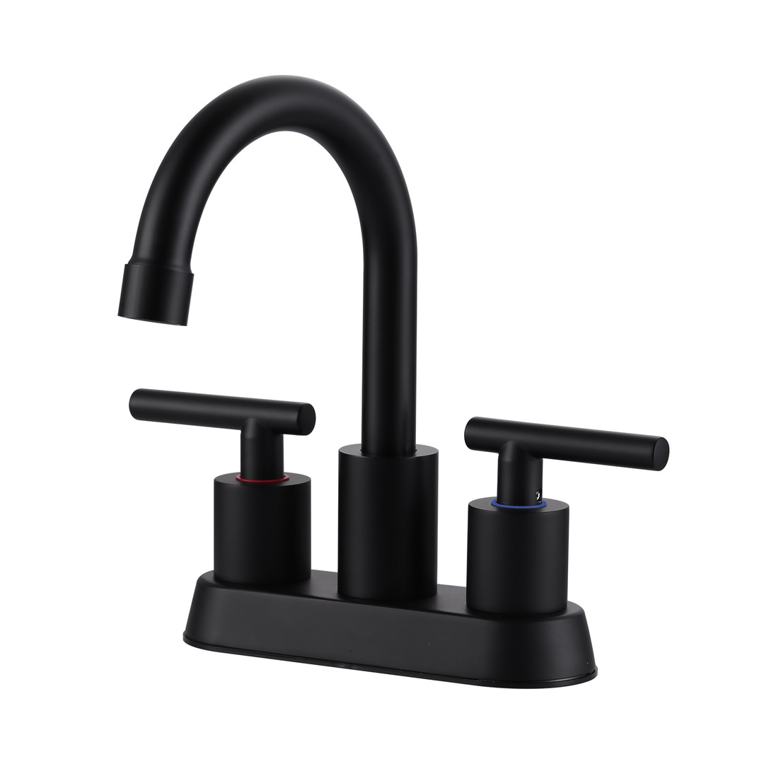 4 in. Centerset Modern Double-Handle Bathroom Sink Faucet, Basin Faucet with Pop-Up Drain in Matte Black