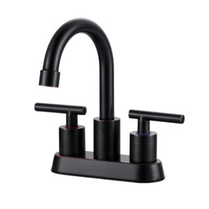 4 in. Centerset Modern Double-Handle Bathroom Sink Faucet, Basin Faucet with Pop-Up Drain in Oil Rubbed Bronze