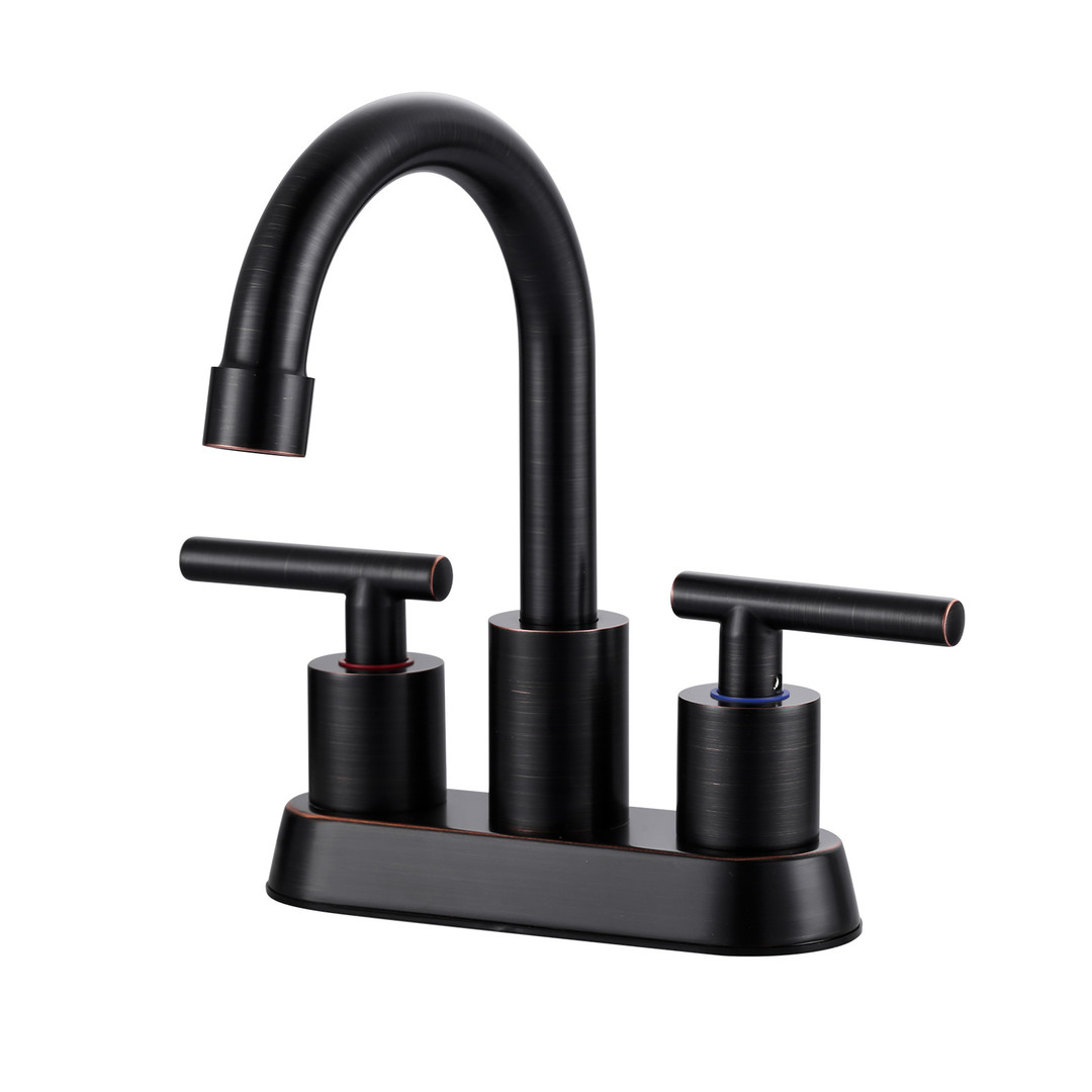 4 in. Centerset Modern Double-Handle Bathroom Sink Faucet, Basin Faucet with Pop-Up Drain in Oil Rubbed Bronze