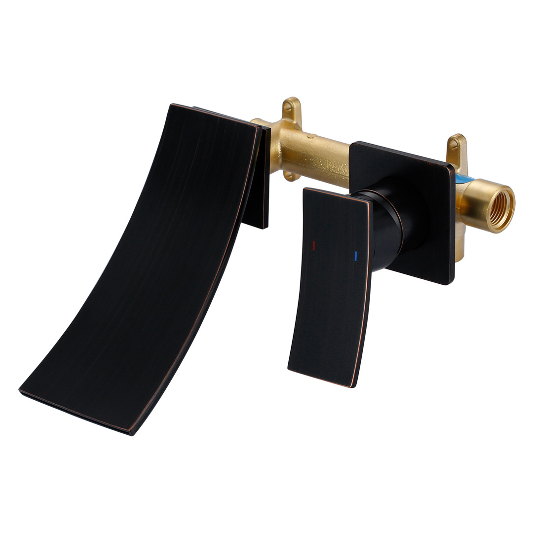 Oil Rubbed Bronze Single Handle Wall Mounted Bathroom Faucet Rough in Valve Included