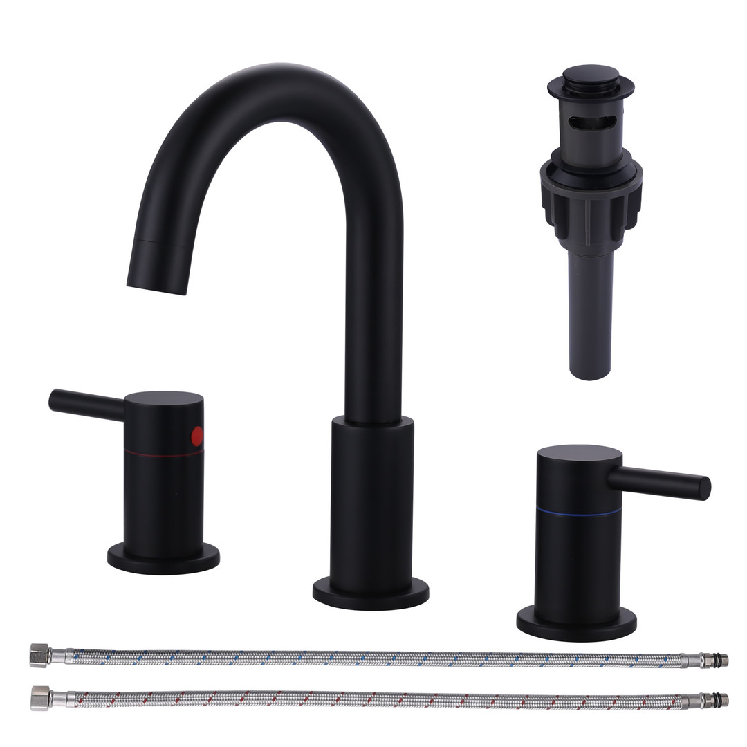 8 in. Widespread Double Handle Bathroom Faucet in Matte Black