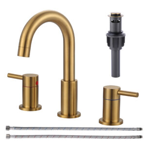 8 in. Widespread Double Handle Bathroom Faucet in Brushed Gold