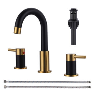 8 in. Widespread Double Handle Bathroom Faucet in Black Gold