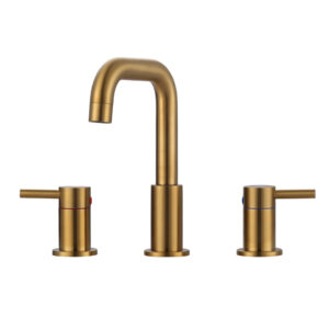 8 in. Widespread Double Handle High-Arc Bathroom Faucet with Pop-up Drain in Brushed Gold