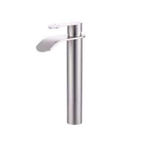 Waterfall Single Handle Single Hole Bathroom Faucet with Pop Up Drain Included Supply Lines in Brushed Nickel