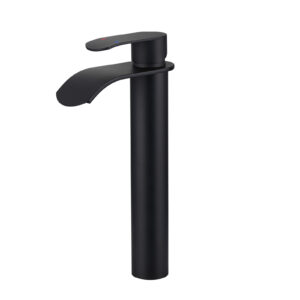 Waterfall Single Handle Single Hole Bathroom Faucet with Pop Up Drain Included Supply Lines in Matte Black