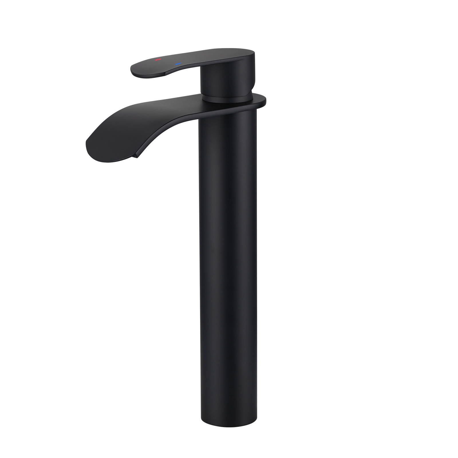 Waterfall Single Handle Single Hole Bathroom Faucet with Pop Up Drain Included Supply Lines in Matte Black