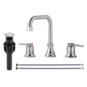 8 in. Widespread 2-Handle Bathroom Faucet with Pop Up Drain, 3-Hole Bathroom Sink Lavatory Faucet in Brushed Nickel