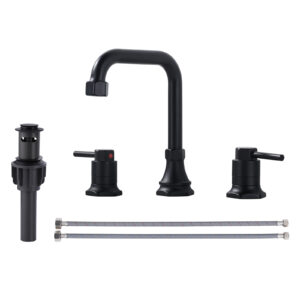 8 in. Widespread 2-Handle Bathroom Faucet with Pop Up Drain, 3-Hole Bathroom Sink Lavatory Faucet in Matte Black