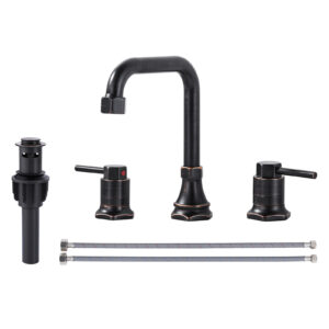 8 in. Widespread 2-Handle Bathroom Faucet with Pop Up Drain, 3-Hole Bathroom Sink Lavatory Faucet in Oil Rubbed Bronze