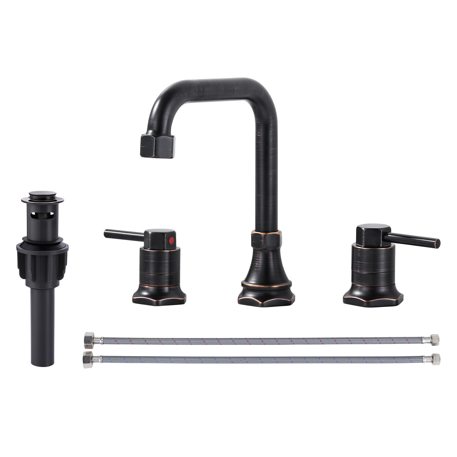 8 in. Widespread 2-Handle Bathroom Faucet with Pop Up Drain, 3-Hole Bathroom Sink Lavatory Faucet in Oil Rubbed Bronze