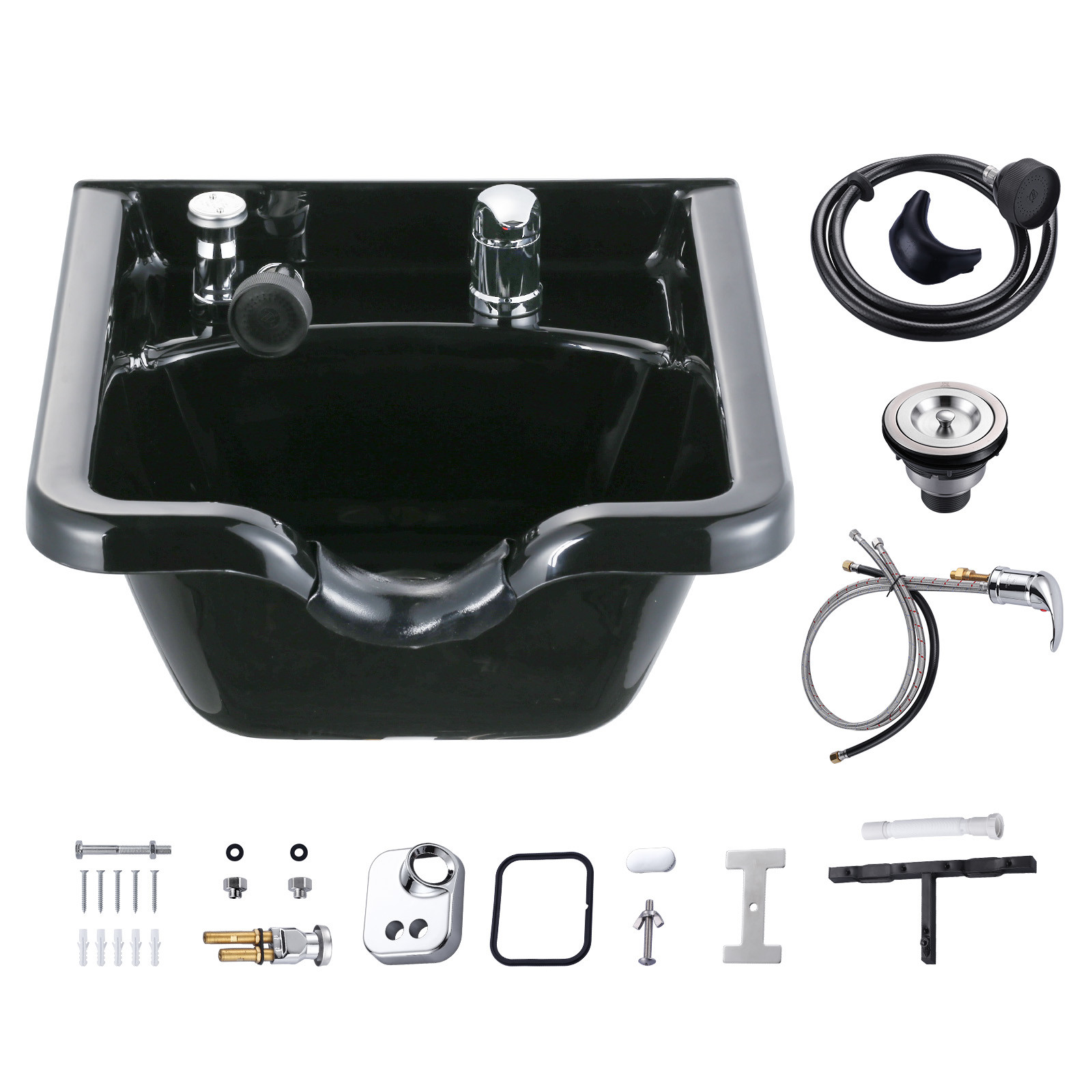 19.3 in. D x 18.8 in. W Wall Mounted Shampoo Bowl for Salons with Faucet