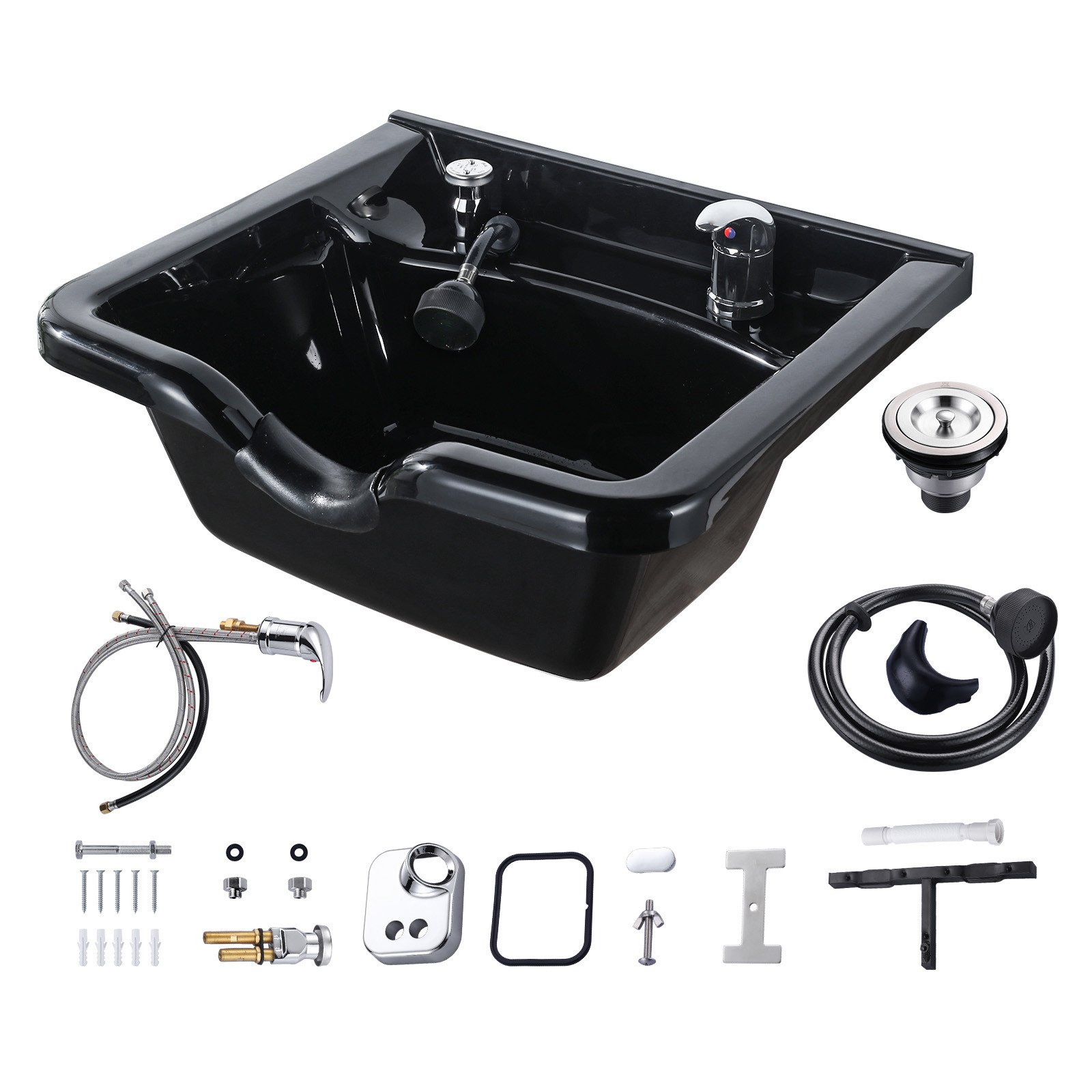 21.7 in. D x 19.3 in. W Wall Mounted Shampoo Bowl for Salons with Faucet