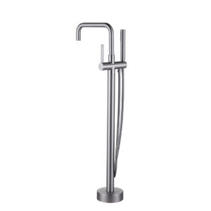 Single-Handle Freestanding Tub Faucet Floor Mount Bathtub Filler with Hand Shower in. Brushed Nickel