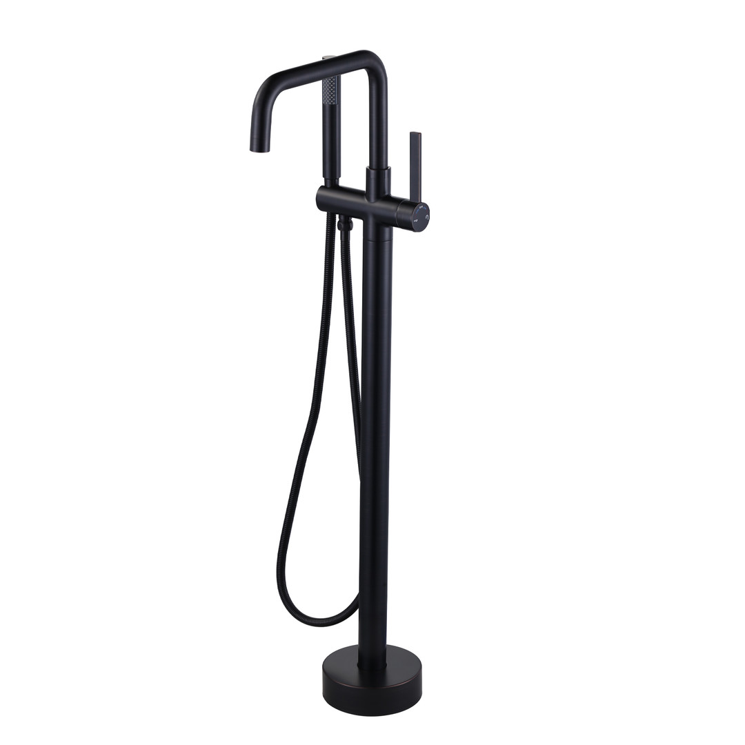 Single-Handle Freestanding Tub Faucet Floor Mount Bathtub Filler with Hand Shower in. Oil Rubbed Bronze
