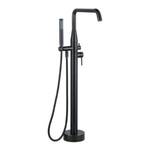 Double Handle Floor Mounted Freestanding Tub Faucet with Handheld Shower in Oil Rubbed Bronze