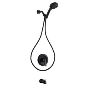 Single Handle 7-Spray Tub and Shower Faucet 1.8 GPM with High Flow Rate Bathtub Faucet in. Matte Black Valve Included