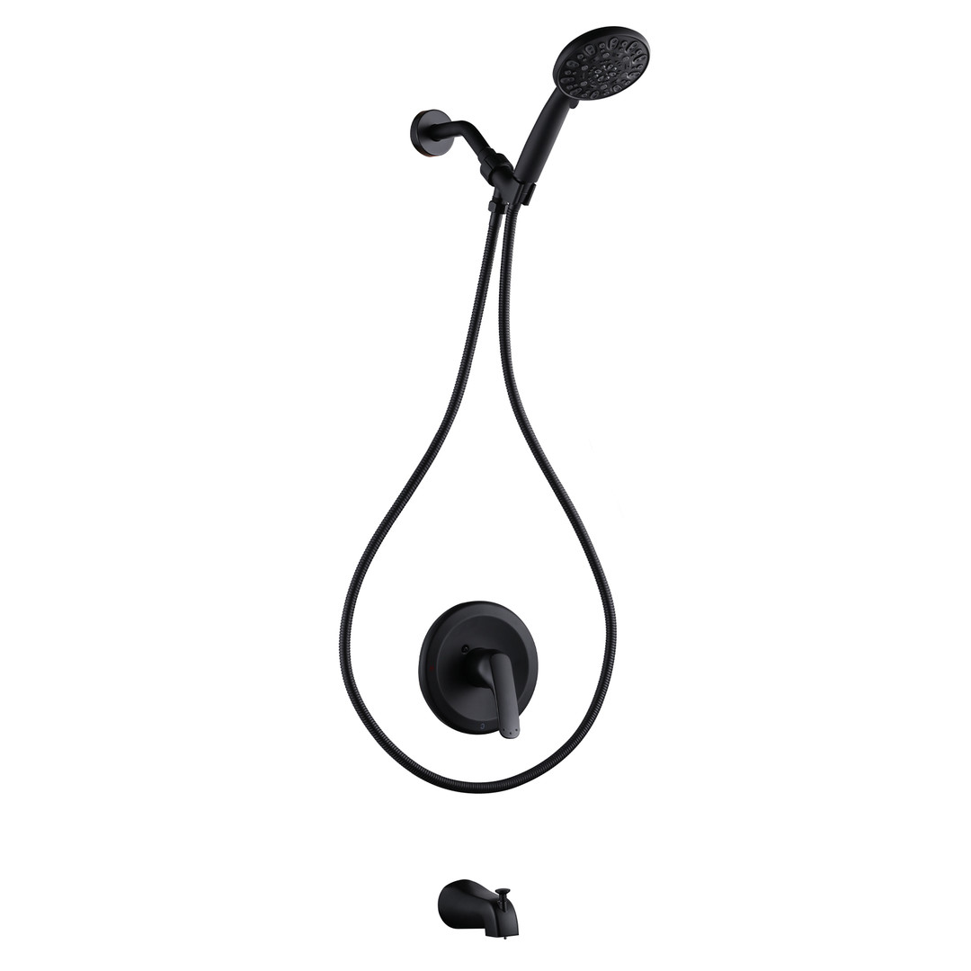 Single Handle 7-Spray Tub and Shower Faucet 1.8 GPM with High Flow Rate Bathtub Faucet in. Matte Black Valve Included