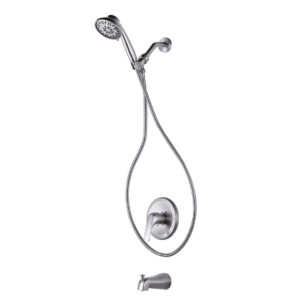 Single Handle 7-Spray Tub and Shower Faucet 1.8 GPM in. Brushed Nickel Valve Included