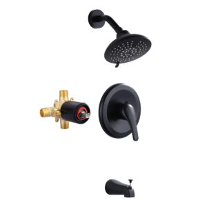 Single Handle 5-Spray Tub and Shower Faucet 2.2 GPM in. Spot Defense Matte Black Valve Included
