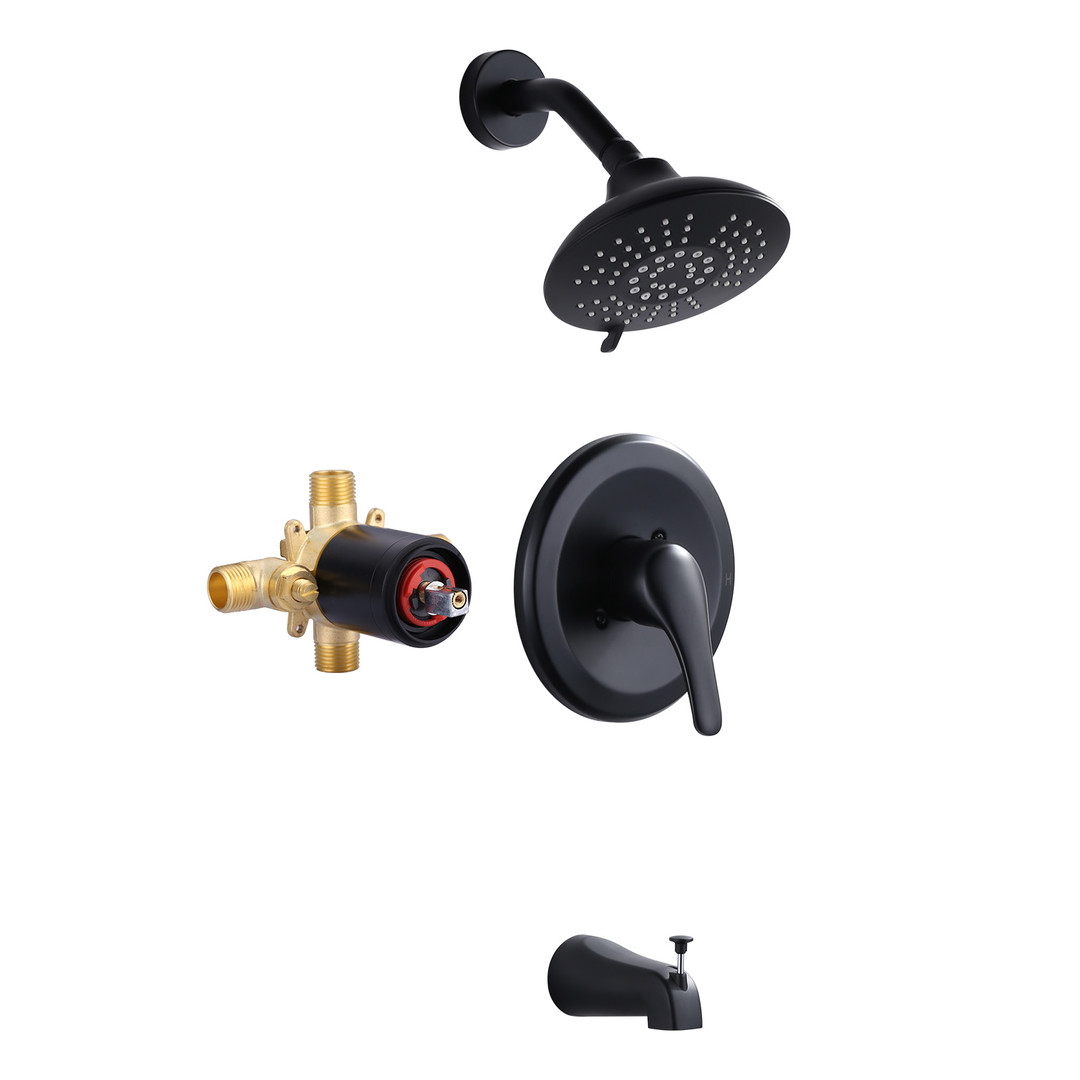 Single Handle 5-Spray Tub and Shower Faucet 2.2 GPM in. Spot Defense Matte Black Valve Included