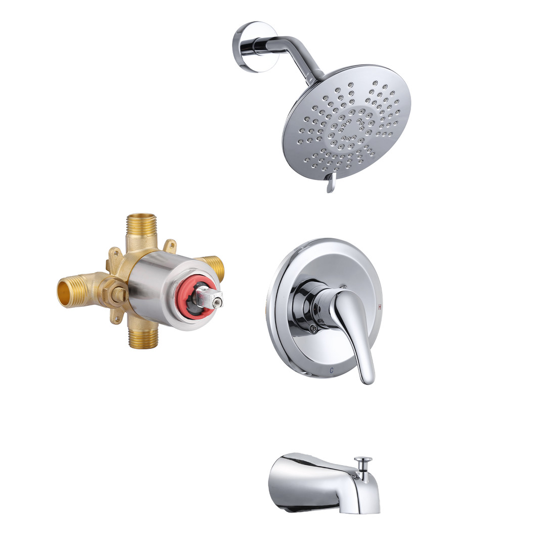 Single Handle 5-Spray Tub and Shower Faucet 1.8 GPM in. Spot Defense Chrome Valve Included