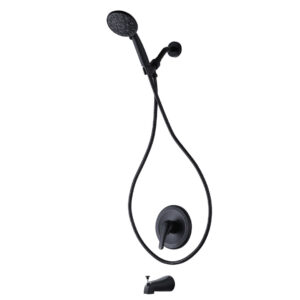 Single Handle 7-Spray Tub and Shower Faucet 1.8 GPM with Detachable Handheld Shower Head in. Matte Black Valve Included