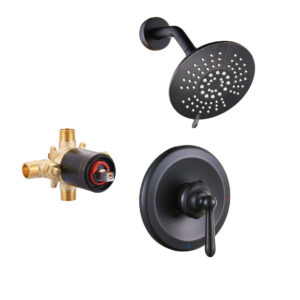 Single Handle 5-Spray Settings Shower Faucet 1.8 GPM with 6 in. High Pressure Rain Shower Head in Oil Rubbed Bronze