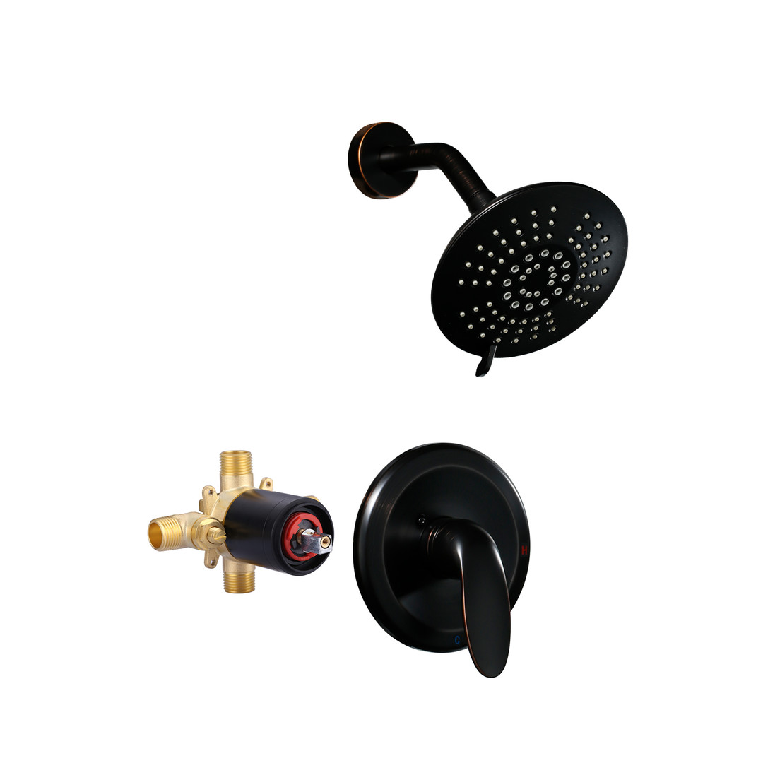 Single Handle 5-Spray Patterns Shower Faucet with 1.8 GPM standard Valve Included with Pressure Shower Head in Oil Rubbed Bronze
