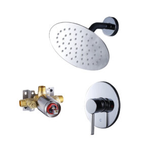 Round 1-Spray Patterns with 1.6 GPM 8 in. Wall Mount Rain Fixed Shower Head in Chrome