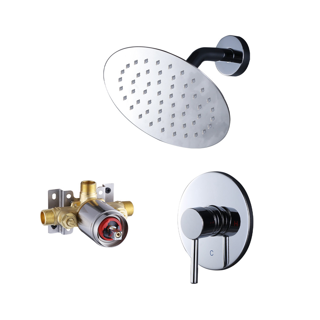 Round 1-Spray Patterns with 1.6 GPM 8 in. Wall Mount Rain Fixed Shower Head in Chrome