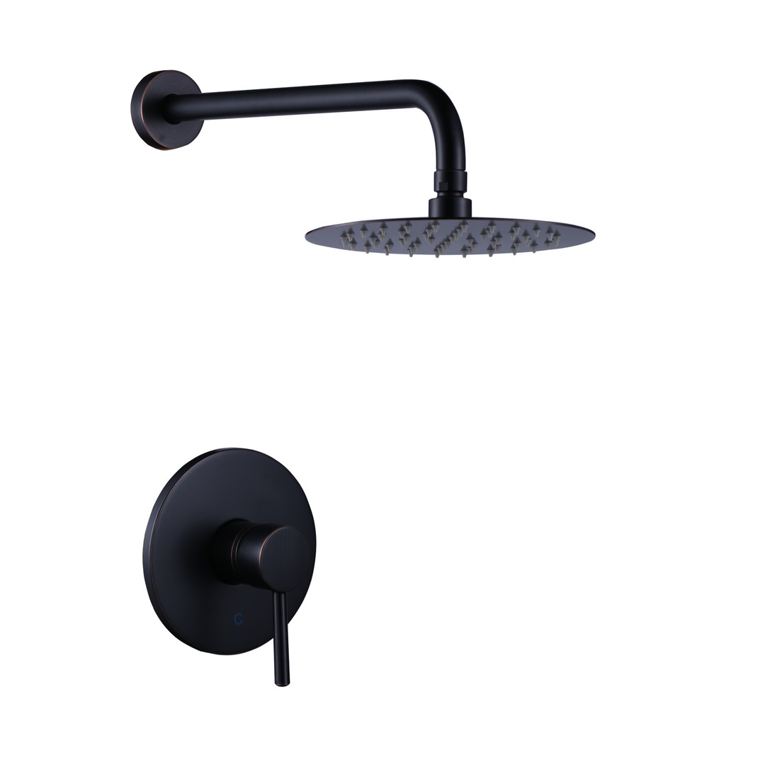 Round 1-Spray Patterns with 1.8 GPM 8 in. Wall Mount Rain Fixed Shower Head in Oil Rubbed Bronze