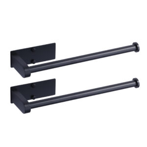 Wall Mount Stainless Steel Kitchen Paper Towel Holder Under Cabinet in Matte Black (2-Pack)