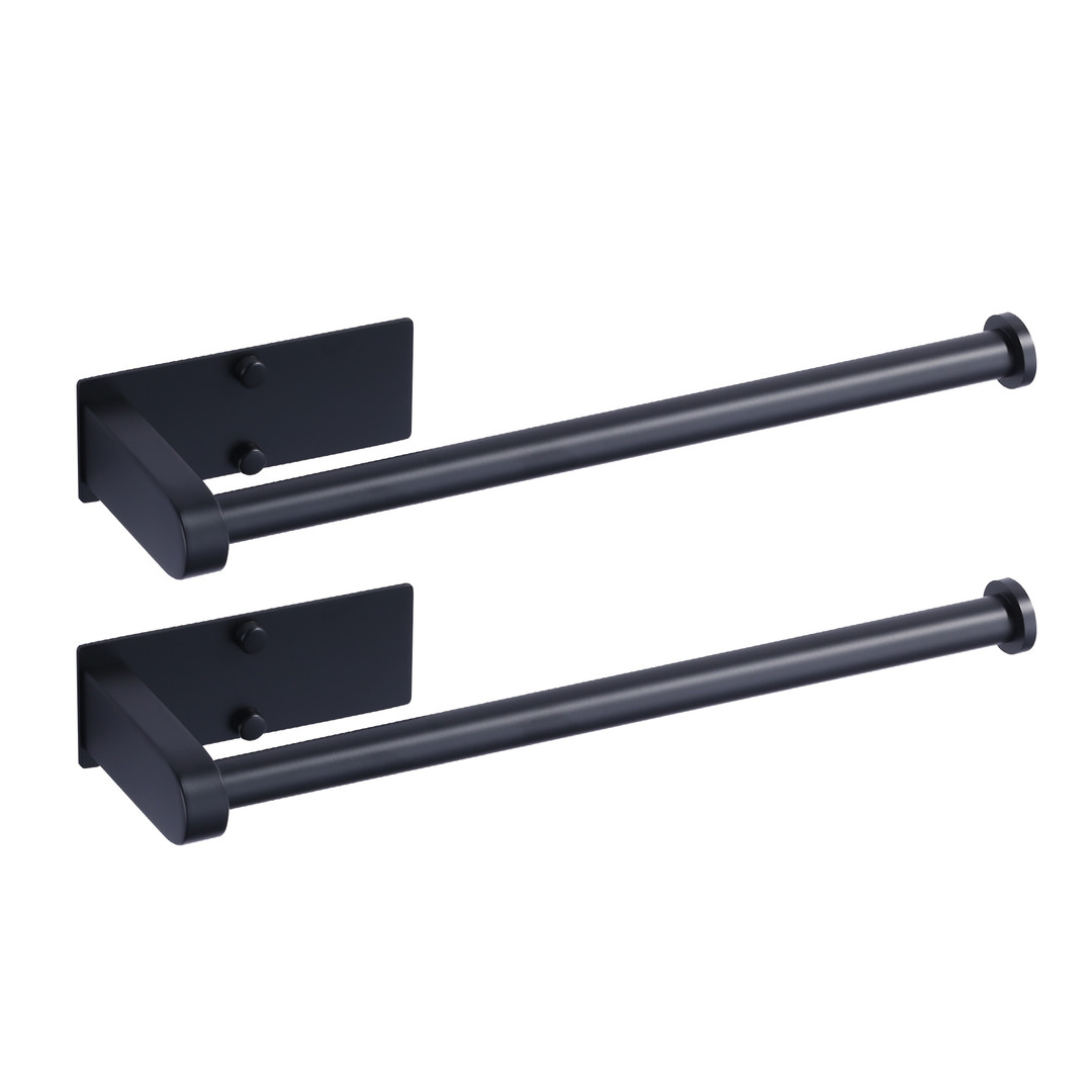 Wall Mount Stainless Steel Kitchen Paper Towel Holder Under Cabinet in Matte Black (2-Pack)