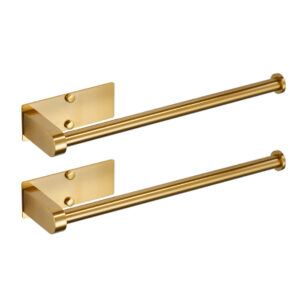 All Mount Stainless Steel Kitchen Paper Towel Holder Under Cabinet in Gold (2-Pack)