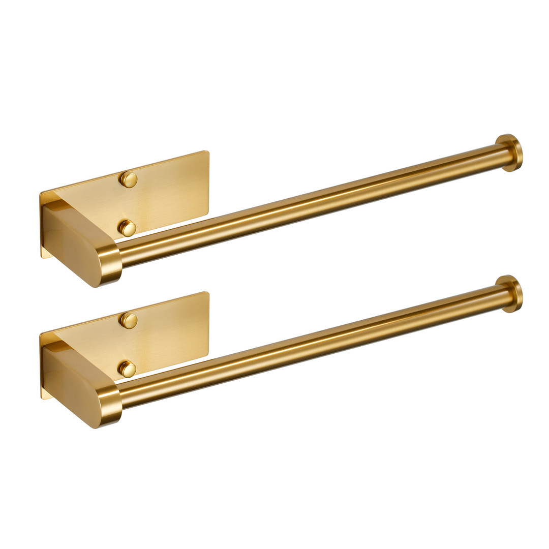 All Mount Stainless Steel Kitchen Paper Towel Holder Under Cabinet in Gold (2-Pack)