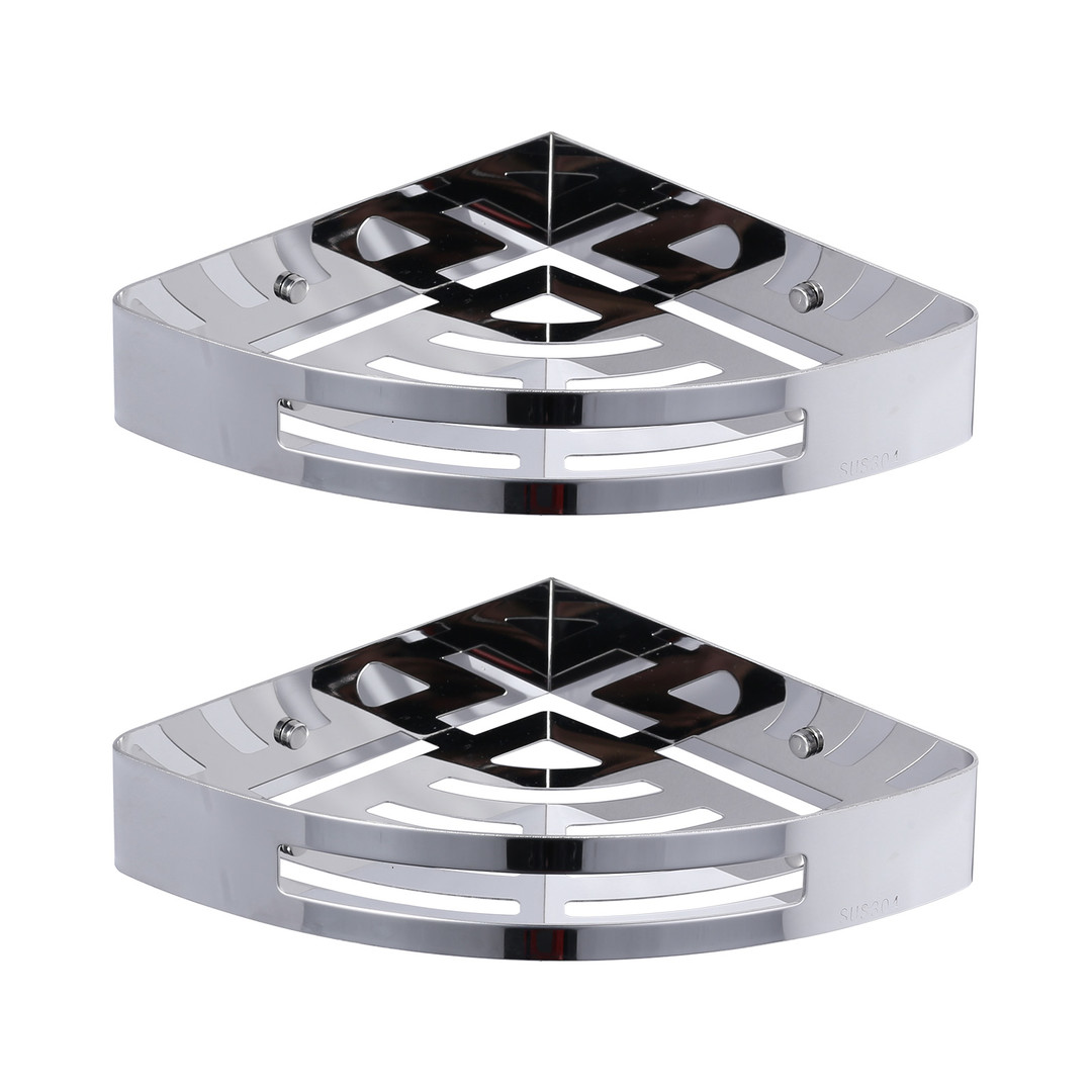 Wall Mounted Bathroom Shower Caddies Stainless Steel Corner Storage Shelves in Chrome