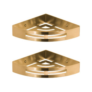 8.38 in. W x 1.78 in. H x 8.38 in. D Stainless Steel Bathroom Triangle Corner Shower Caddy in Gold 2-Pieces